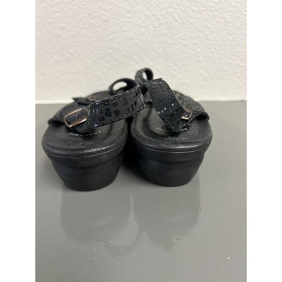 Flexus by Spring Step Black Leather Three buckle Wedge Slingback Sandal 9.5 / 40 - Picture 5 of 8